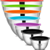 7 Piece Stainless Steel Mixing Bowls with Airtight Lids.