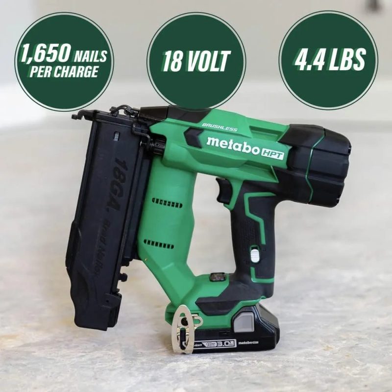 Metabo HPT NT1850DFM MultiVolt 18V Brushless Lithium-Ion 18 Gauge Cordless Brad Nailer Kit - Image 4