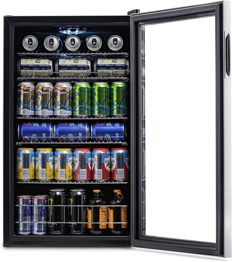 Beverage Refrigerator Cooler | 126 Cans Free Standing with Right Hinge Glass Door | Mini Fridge Beverage Organizer Perfect For Beer, Wine, Soda, And Cooler Drinks - Image 40