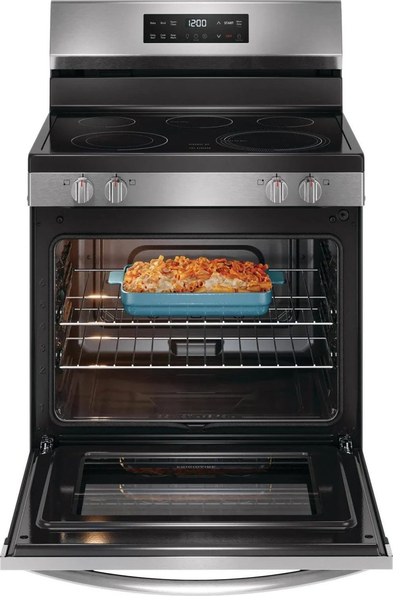Frigidaire 30-in Glass Top 5 Burners 5.3-cu ft Steam Cleaning Freestanding Electric Range (EasyCare Stainless Steel) - Image 4