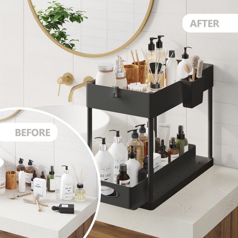 1 Pack or 2 Pack Under Sink Organizers with 2 Tier Sliding Drawers - Image 13