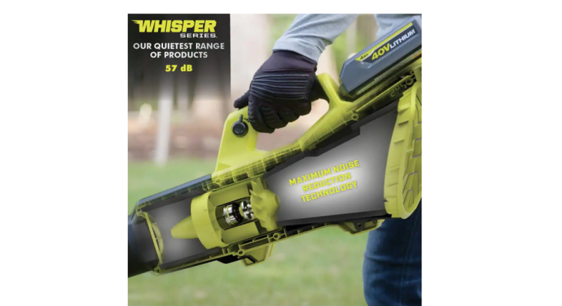 RYOBI 40V HP Brushless Whisper Series Leaf Blower, 730 CFM, 190 MPH, Cordless, Includes 2x 4.0 Ah Batteries & Charger, Quiet 57 dB - Image 9