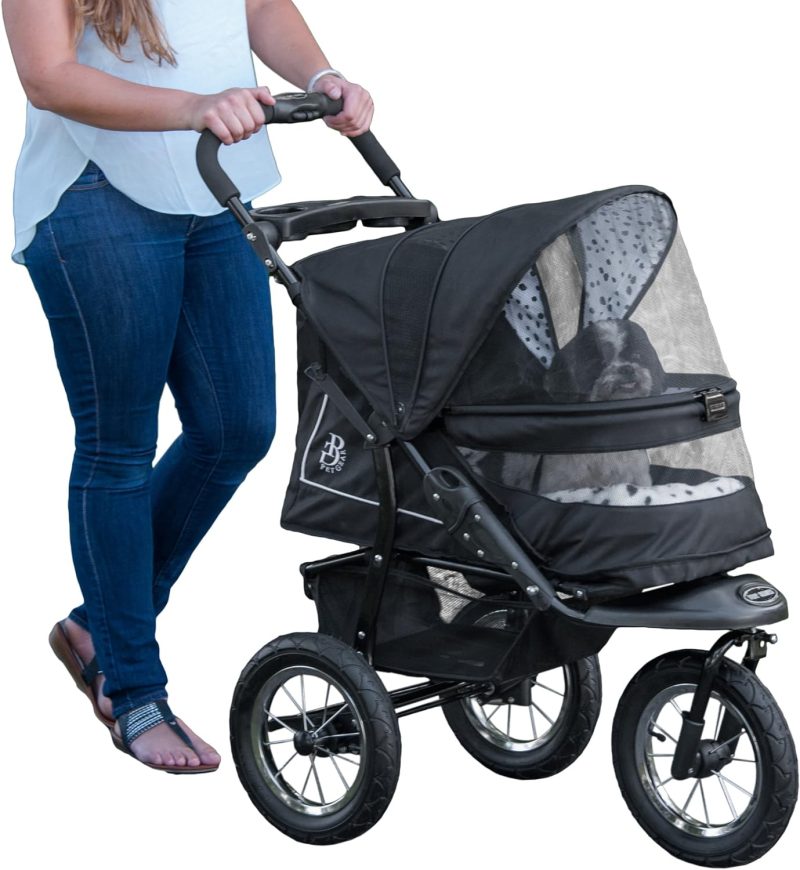 No-Zip NV Pet Stroller for Cats/Dogs, Zipperless Entry, Easy One-Hand Fold, Gel-Filled Tires, Plush Pad + Weather Cover Included, 3 colors - Image 3