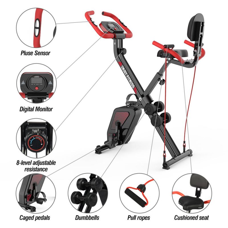 Pooboo 3 In 1 Foldable Exercise Bike Indoor Cycling Bike Workout 300Lb - Image 15