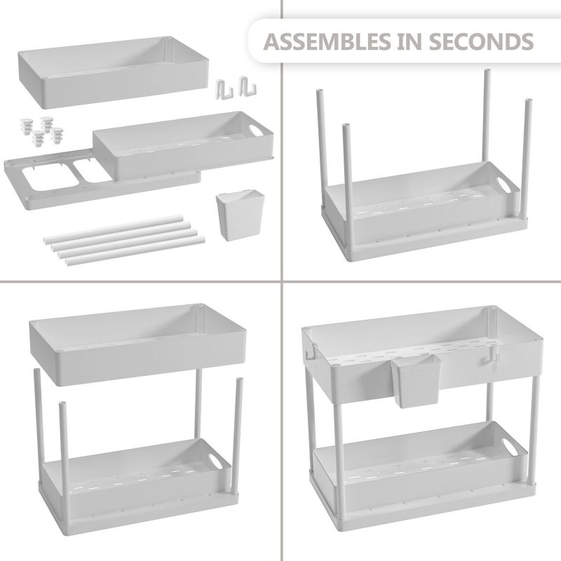 1 Pack or 2 Pack Under Sink Organizers with 2 Tier Sliding Drawers - Image 25