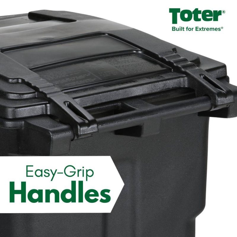 Toter 64 Gallon Black Rolling Outdoor GarbageTrash Can with Wheels and Attached Lid 79264-R2200 - Image 3