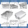 151⁄4” Roasting Pan with Rack, 7 PCS  Stainless Steel Roaster, Lasagna Pan with Cooling Flat & V-Shaped Baking Rack, Grilling Chicken Holder, Meat Shredding Claws, - Image 3