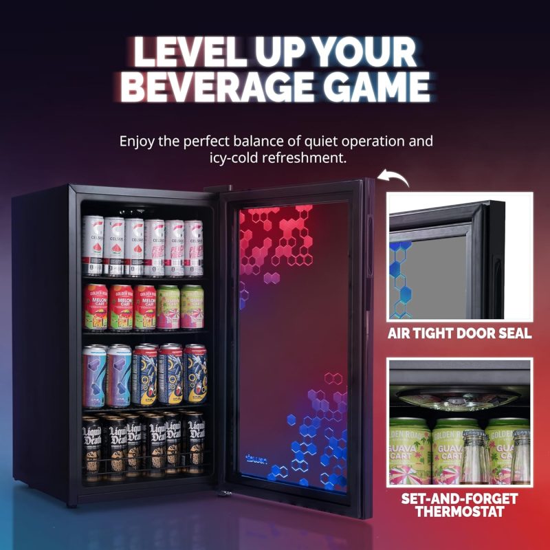 Beverage Refrigerator Cooler | 126 Cans Free Standing with Right Hinge Glass Door | Mini Fridge Beverage Organizer Perfect For Beer, Wine, Soda, And Cooler Drinks - Image 9