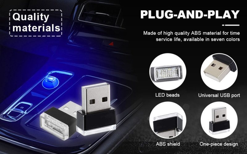 4 PCS USB LED Portable Universal Car Vehicle Interior Ambient Atmosphere Lamp Plug-in Decor Night Light Kit - Image 9