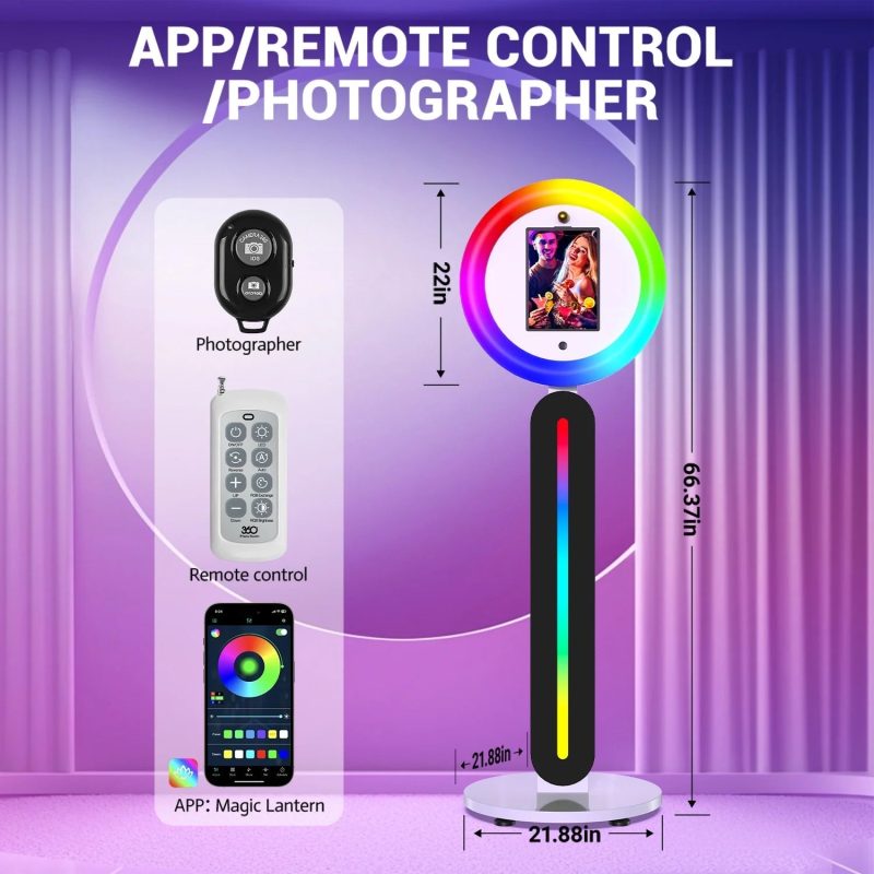 IPad PhotoBooth Stand with Light Ring Portable Stand Selfie Machine for Any iPad with Remote APP Control - 图片 2