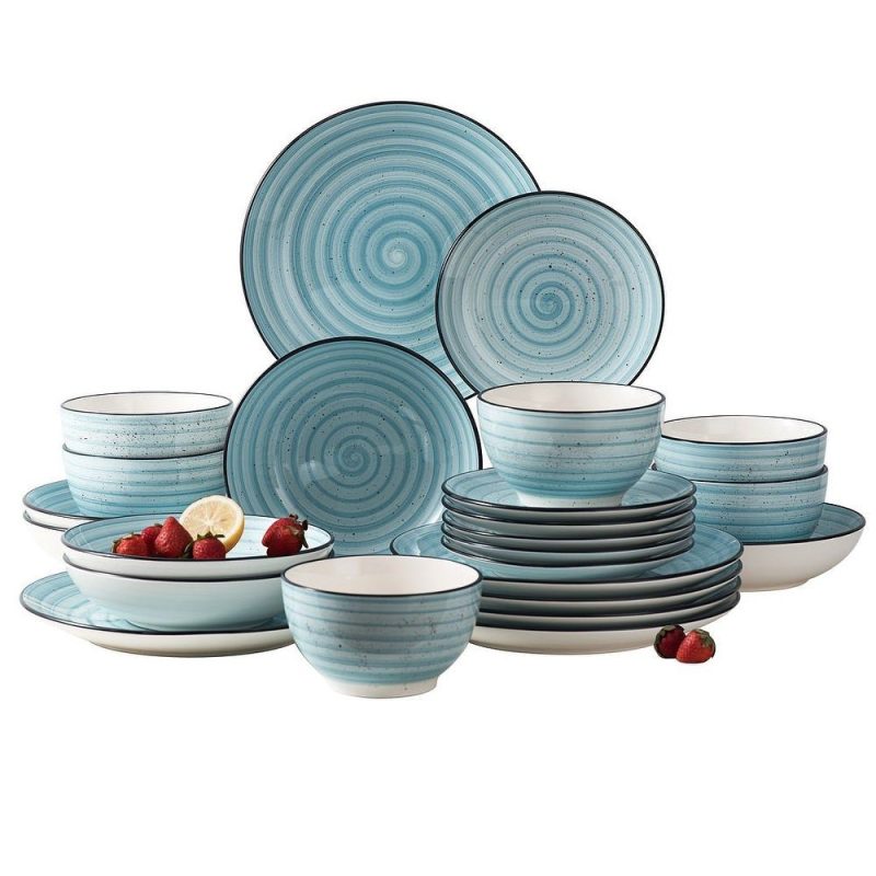 Vancasso 48-Piece Stoneware Dinnerware Set, Blue Dinner Set, Service for 12 - Image 6