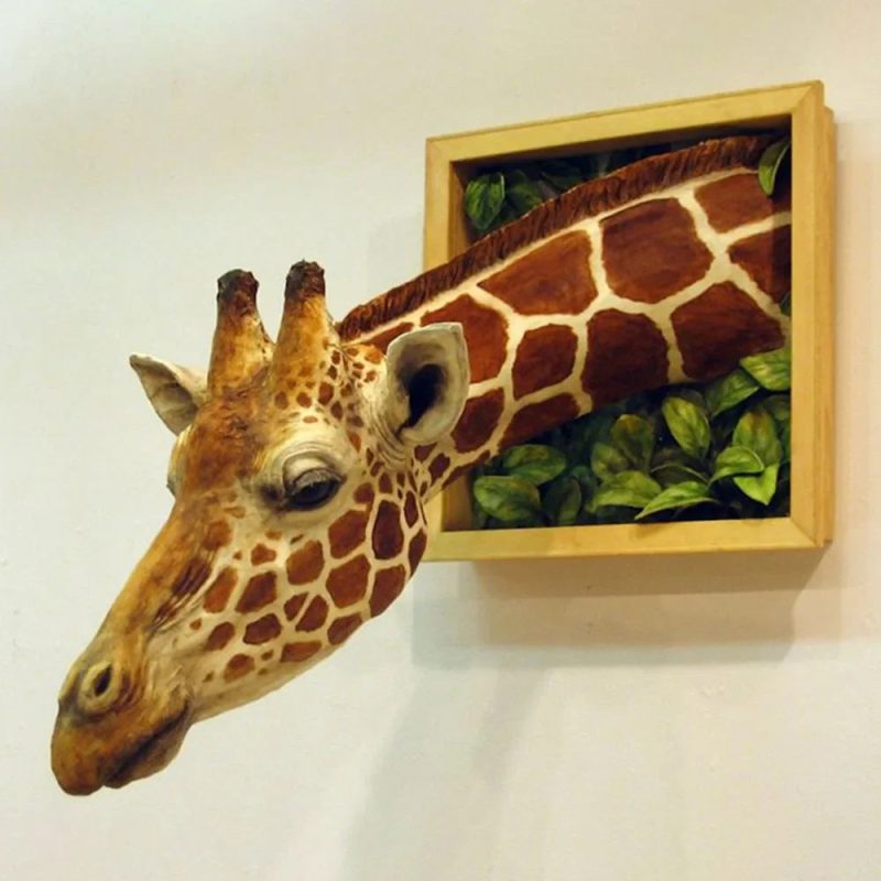 3D Lifelike Giraffe Head Wall Sculpture – Unique Nature-Inspired Home Decor - Image 2