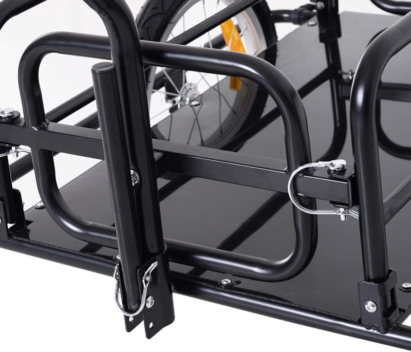 Aosom Foldable Bike Cargo Trailer Cart with Hitch, 80lbs Capacity, 16in Wheels, Black - Image 7