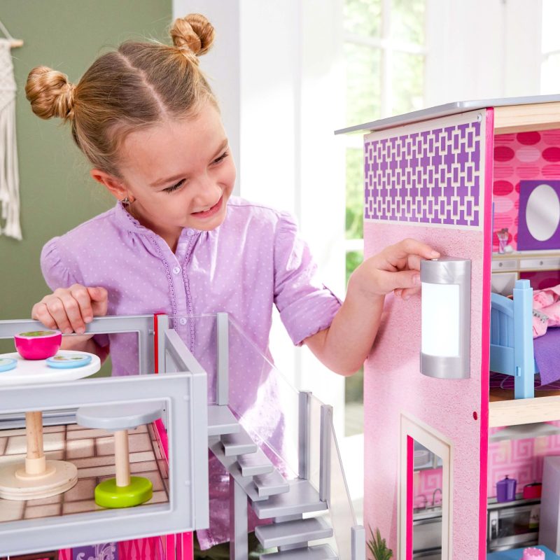 KidKraft Uptown Wooden Dollhouse with 36 Accessories, Ages 4 & up - Image 4