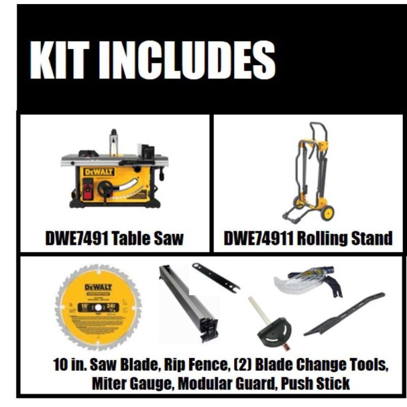 DW 15 Amp Corded 10 in. Job Site Table Saw with Rolling Stand DWE7491RS - Image 2
