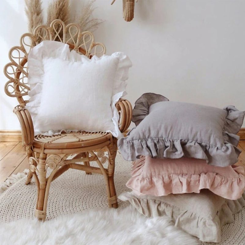 100% Pure Linen Ruffle Cushion Cover – Soft and Comfortable - Image 2