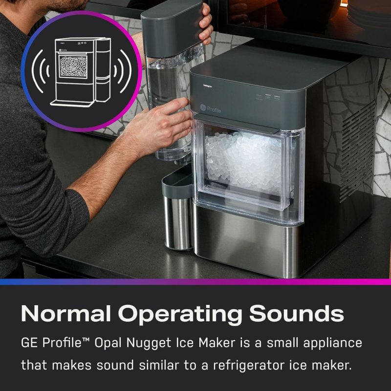 GE Profile Opal 2.0 with 0.75 Gallon Tank, Chewable Crunchable Countertop Nugget Ice Maker, Scoop included, 38 lbs in 24 hours, Pellet Ice Machine with WiFi & Smart Connected, Black Stainless Steel - Image 4