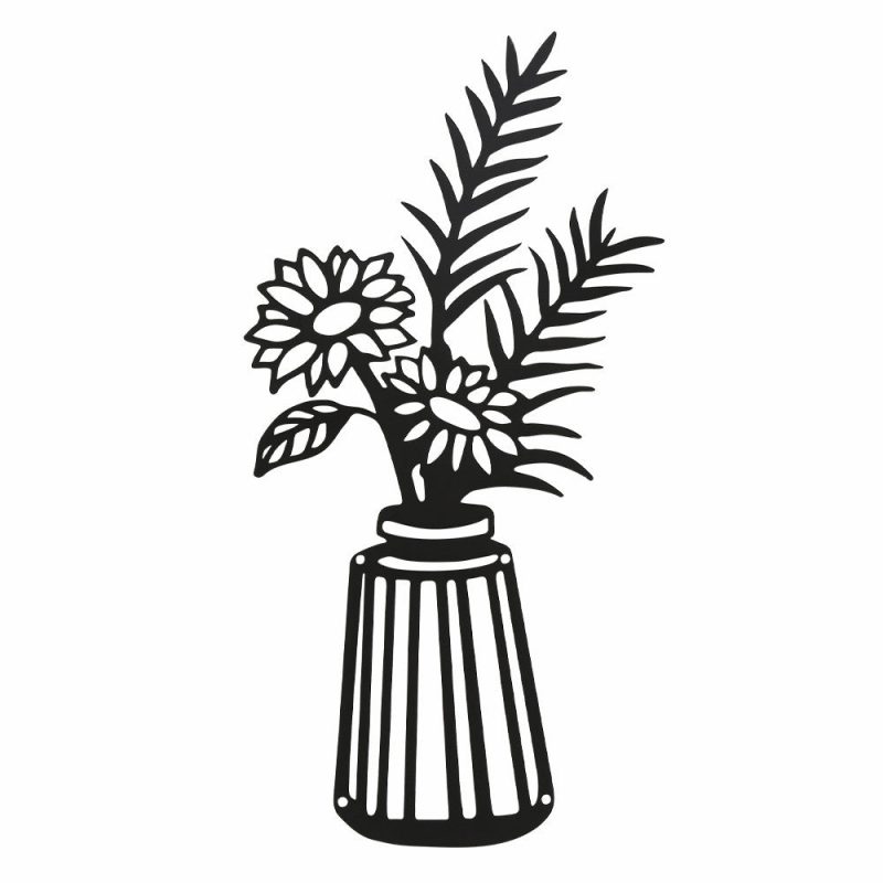 3PC Flat Metal Vase Wall Decor - Image 3