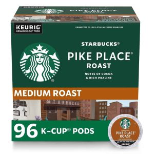 Starbucks Pike Place Roast Medium Coffee K-Cups 96-Count – 100% Arabica, Keurig Compatible