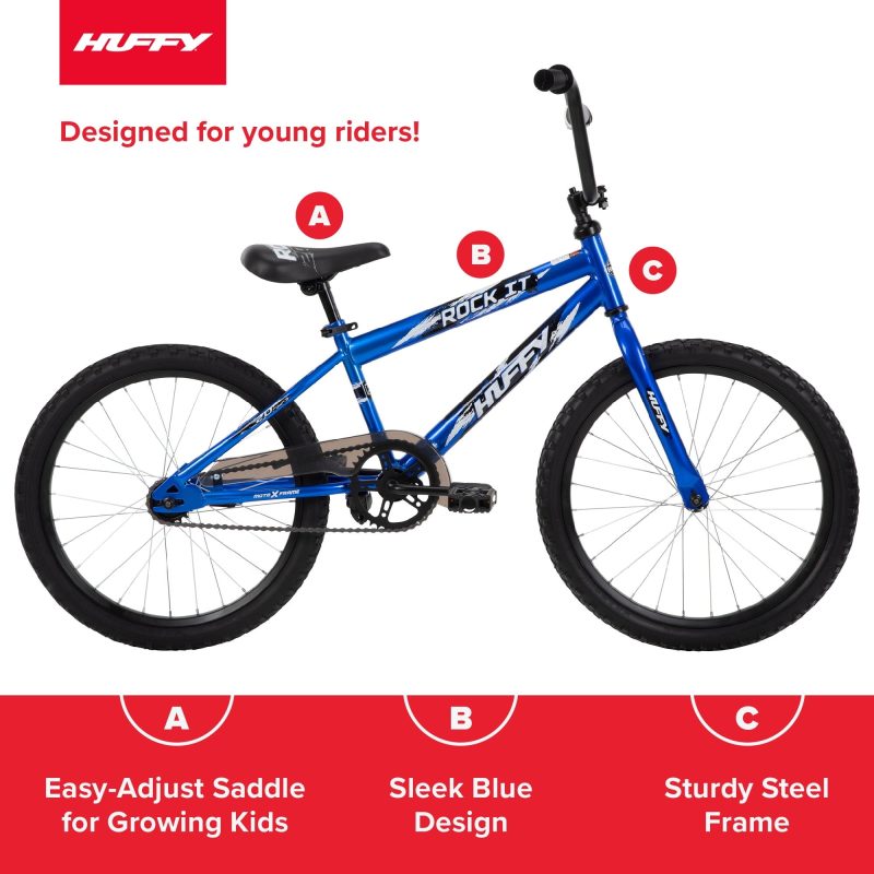 Huffy Rock It 20′′ Kids Bike, Royal Blue, Ages 5+, Single-Speed, Coaster Brake, Training Wheels - Image 4