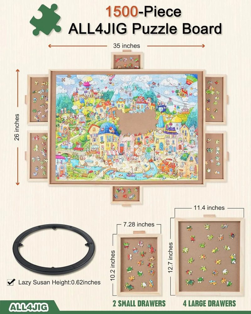 ALL4JIG Adult Portable Wooden Jigsaw Puzzle Table - Image 3