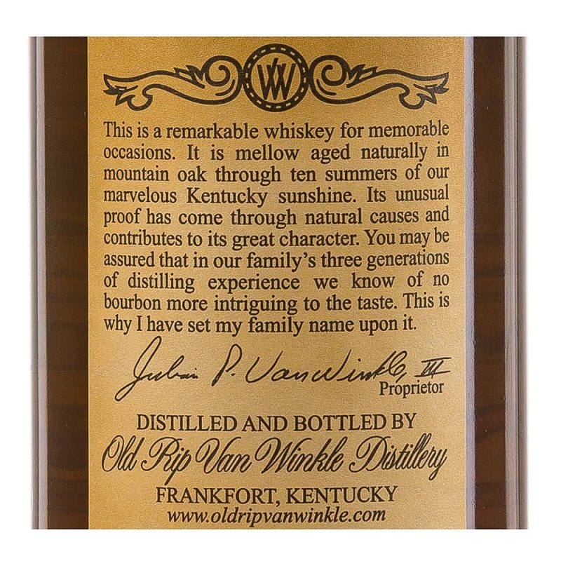 Old Rip Van Winkle's 10 Year Bourbon - 750 ml bottle - MadeInUSA - Image 2