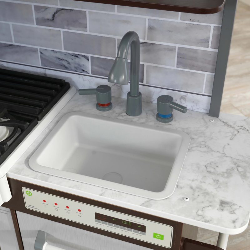 KidKraft Uptown Elite Espresso Play Kitchen with Lights and Sounds - Image 6