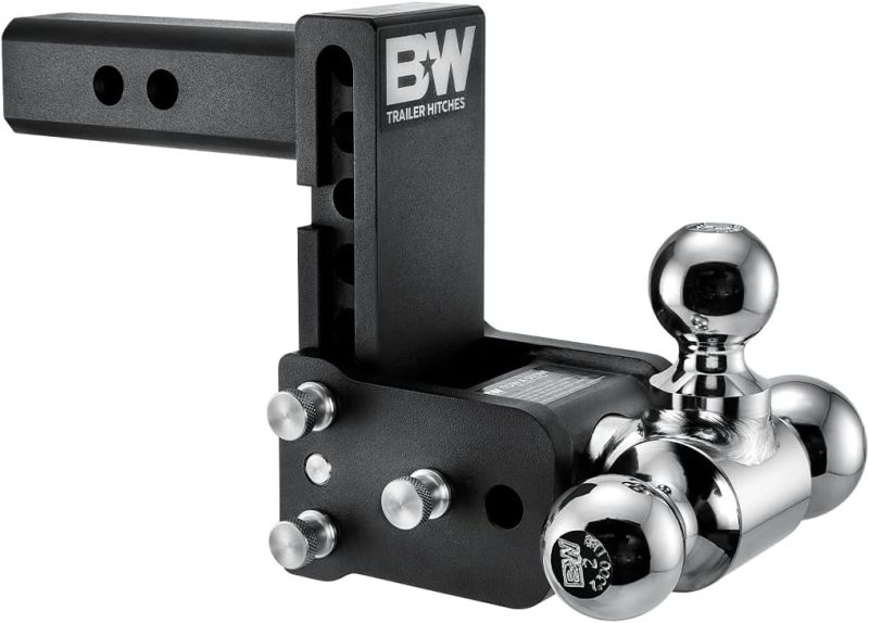 B&W Trailer Hitch Tow & Stow Adjustable Tri-Ball Mount, Zinc, 2    Receiver, 5    Drop, 10,000 lbs GTW, Model TS10048B