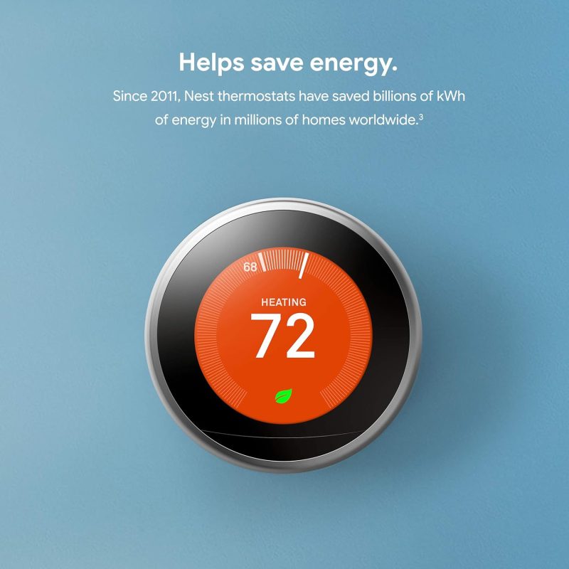 Nest 3rd Gen Learning Thermostat, Programmable Smart, Alexa Compatible, White, Wi-Fi, Energy Saving, Home Use - Image 16