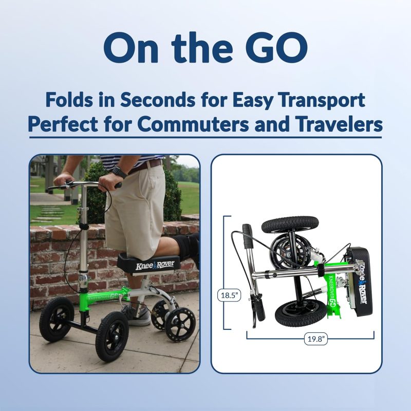 Hybrid - Most Compact All Terrain Knee Scooter for Adults for Foot Surgery Heavy Duty Knee Walker for Broken Ankle Foot Injuries Recovery Leg Scooter Best Knee Crutch Alternative (Green) - 图片 3