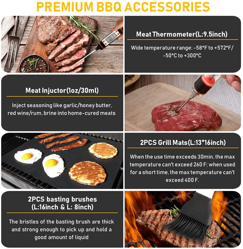 34 Pcs BBQ Grill Accessories Tools Set, 16 Inches Stainless Steel Grilling Tools With Carry Bag - Image 6