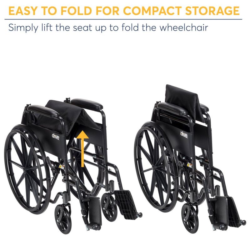 Drive Medical Silver Sport 1 Wheelchair with Full Arms and Swing Away Removable Footrest - Image 5