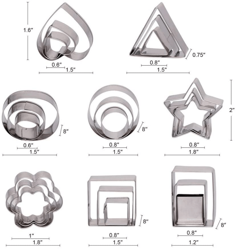 24 Pcs Stainless Steel Cookie Cutters Set- Geometric Assorted Size - Image 2