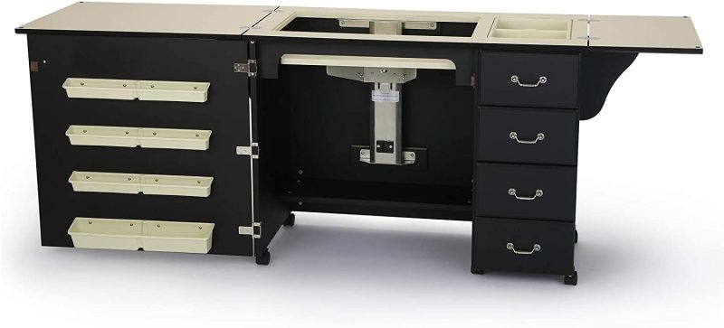 353 Norma Jean Sewing Cabinet for Sturdy Sewing, Cutting, Quilting, and Crafting with Storage and Airlift, Black Finish - Image 2