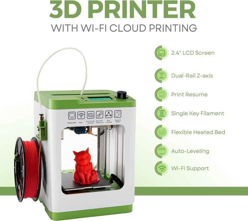 Assembled Mini 3D Printer for Kids and Beginners - Complete Starter Kit with Auto Leveling 3D Printing Machine, 10M PLA Filament, and SD Card - WiFi 3D Home Printer for MAC, Windows, and Linux - Image 2