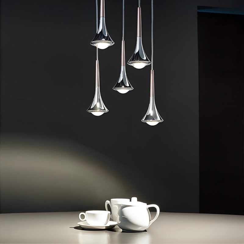 1-Light Water Drop Metal LED Nordic Stair Pendant Light - Image 2