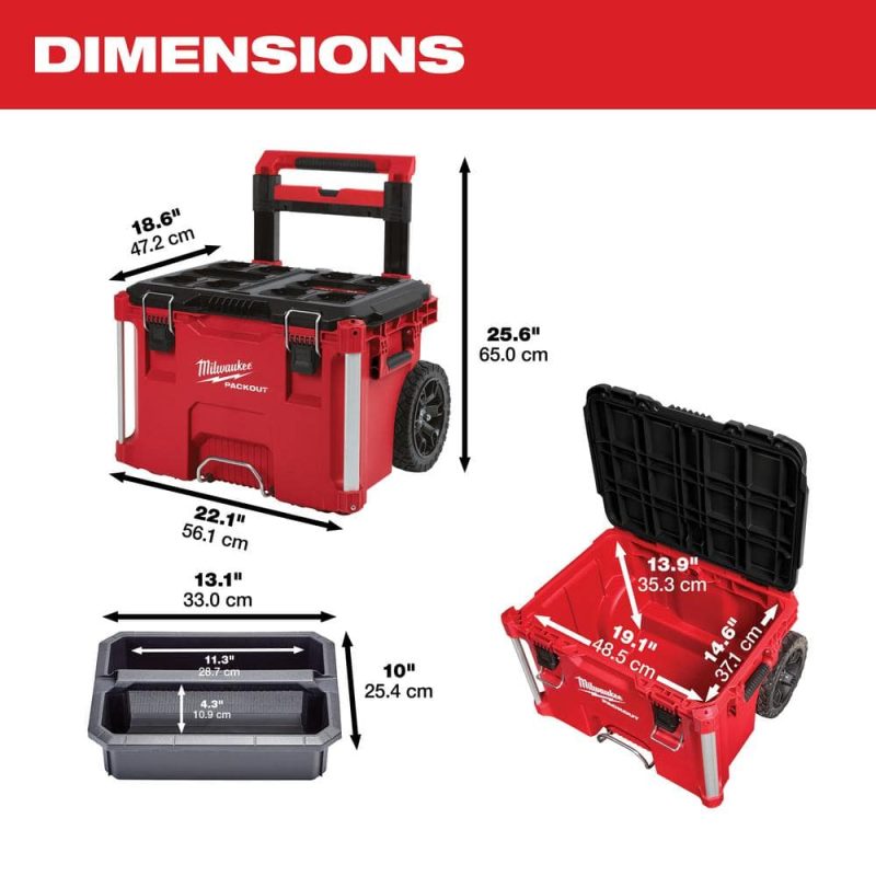 MW PACKOUT 22 in. Rolling Tool Box, 22 in. Large Tool Box and 22 in. Medium Tool Box 8426-8425-8424 - Image 10
