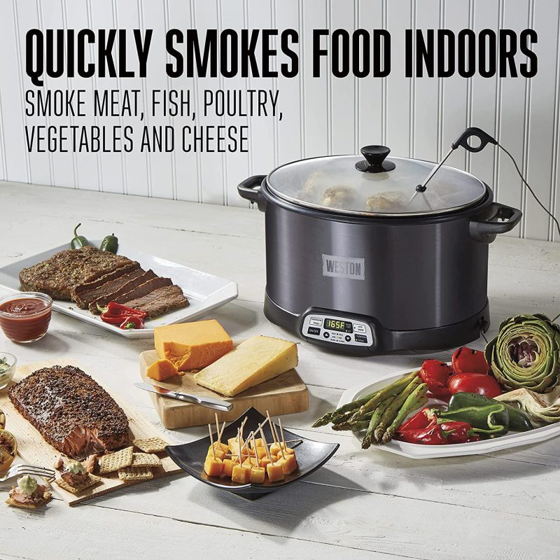Weston 2-in-1 Indoor Smoker and Slow Cooker, 6 Quart Capacity, Black, 03-2500-W - Image 2