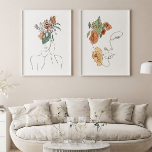 Abstract Line Floral Lady Wall Art