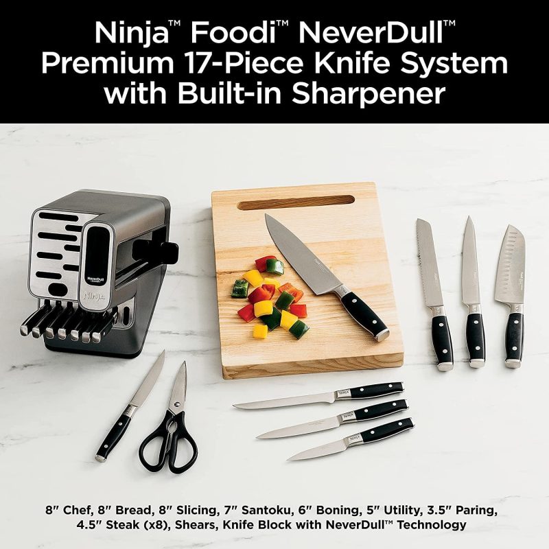Ninja K32017 Foodi NeverDull 17 Piece Premium Knife System Block Set with Built-in Sharpener, Stainless Steel/Black - Image 4