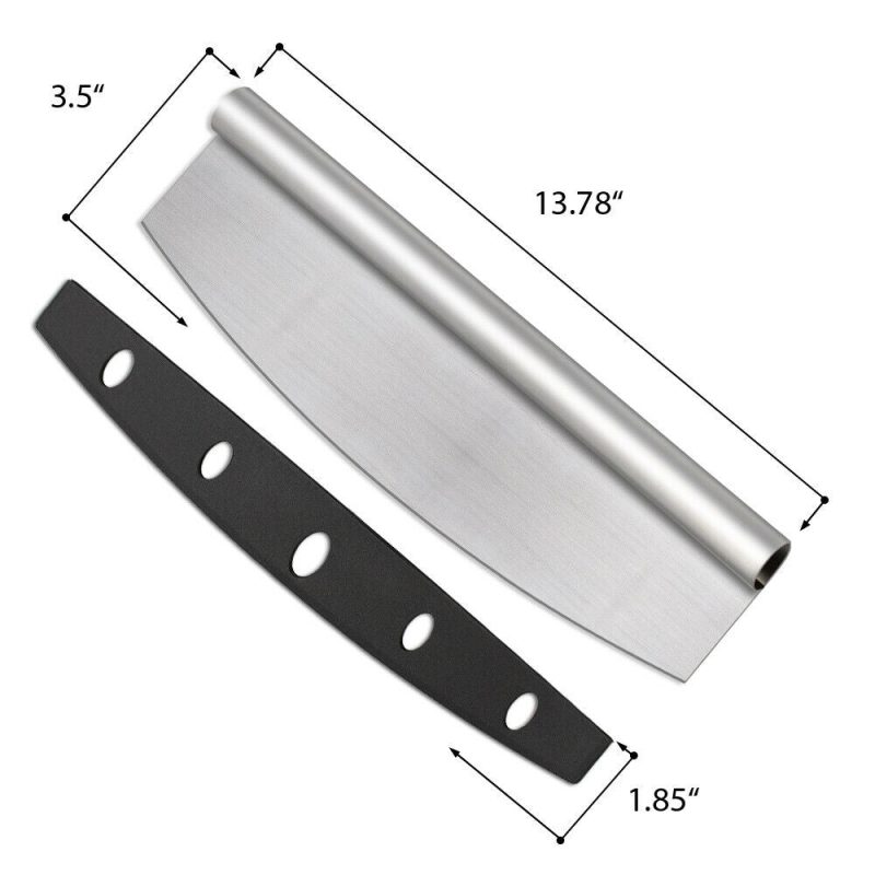14′′ Pizza Cutter Sharp Rocker Blade Heavy Duty Stainless Steel Slicer With Cover - Image 4