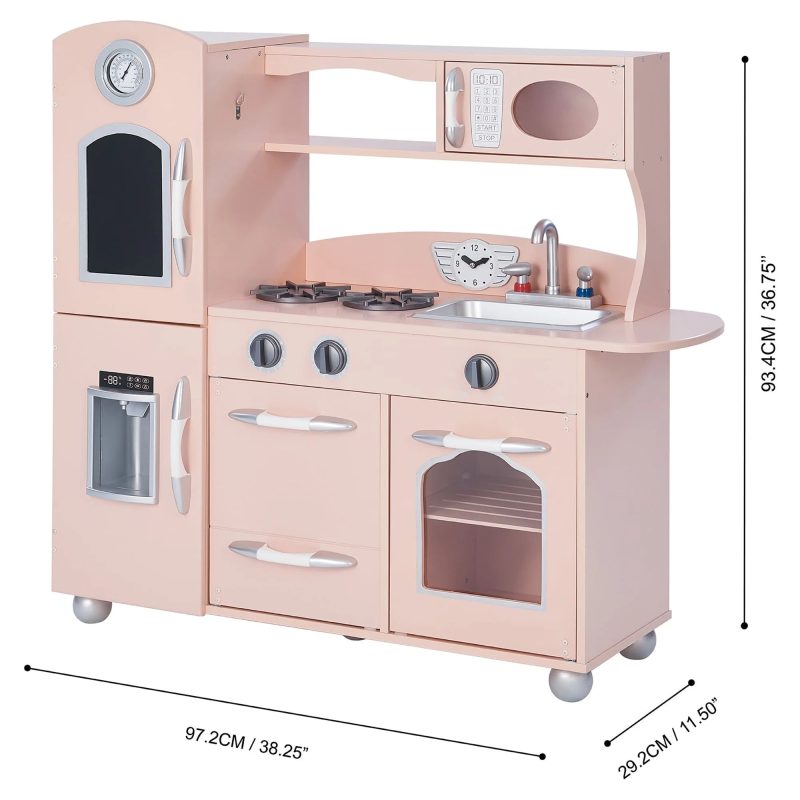 Little Chef Westchester Retro Wooden Play Kitchen, Pink - Image 7