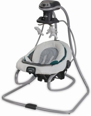 Graco DuetSoothe Swing and Rocker, Sapphire, 3-Position, 2-Speed Vibration, Portable with Carry Handles