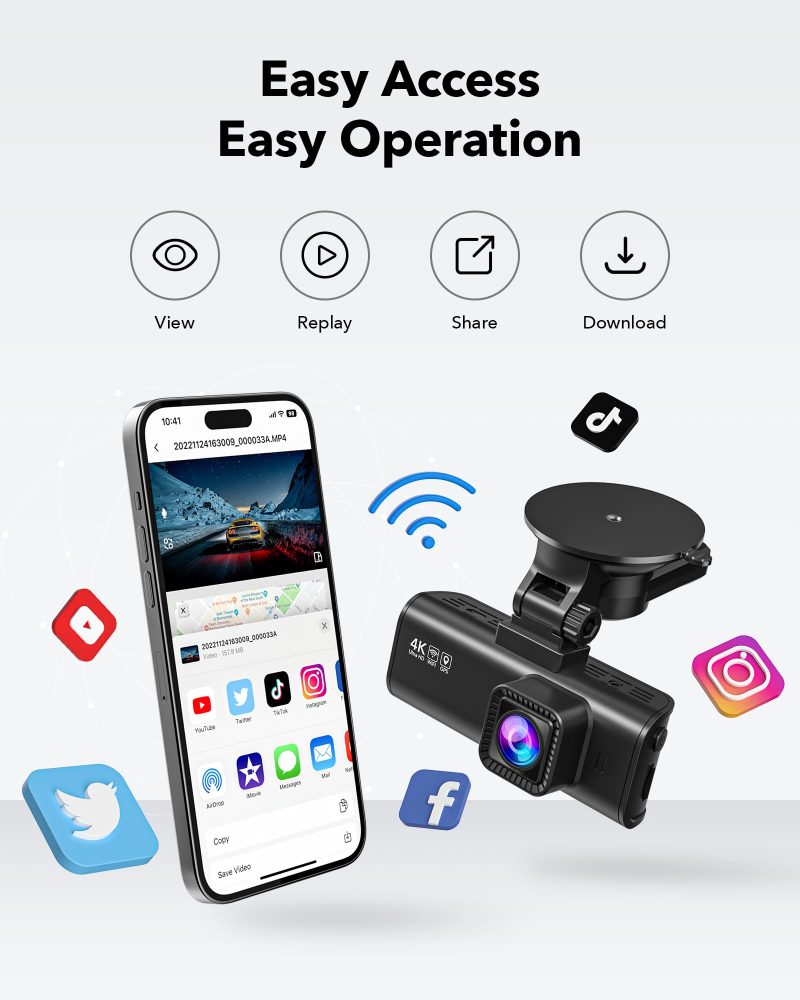REDTIGER Dash Cam Front Rear, 4K/2.5K Full HD Dash Camera for Cars - Image 6