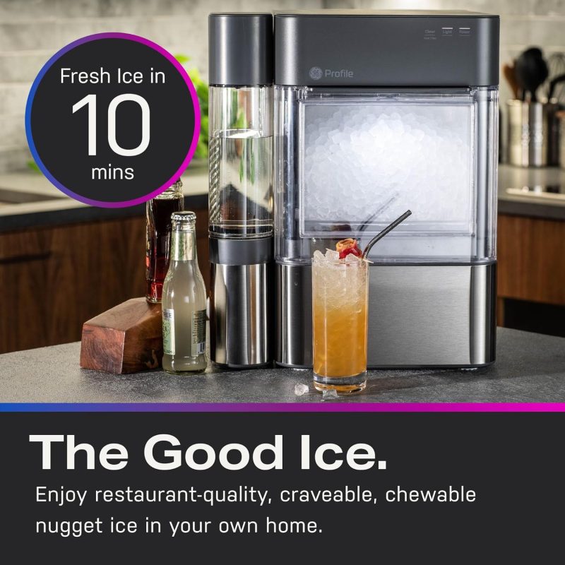 GE Profile Opal 2.0 with 0.75 Gallon Tank, Chewable Crunchable Countertop Nugget Ice Maker, Scoop included, 38 lbs in 24 hours, Pellet Ice Machine with WiFi & Smart Connected, Black Stainless Steel - Image 7