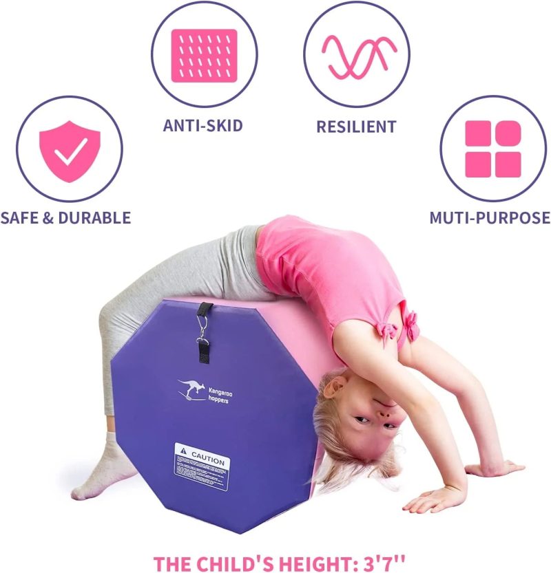 Kangaroo Hoppers 24" x 26" Gymnastics Octagon Tumbling Mat with Carrying Handles for Home Gym Exercise (Pink/ Purple) - 图片 4