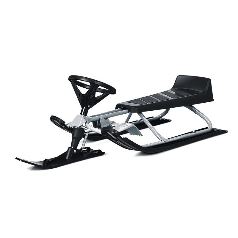 Snow Racer Sled, Ski Sled Slider Board with Steering Wheel, Twin Brakes - Image 3