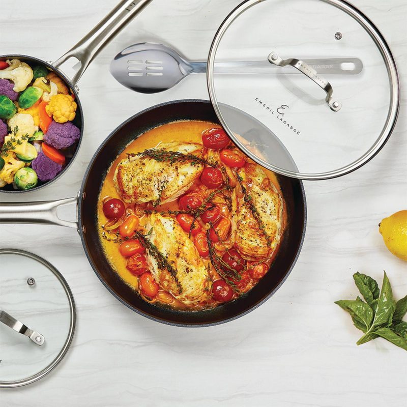 Emeril Lagasse Forever Pans, 10 Piece Cookware Set with Lids and Utensils, Hard Anodized Nonstick Pans, Black, Dishwasher Safe, Oven Safe - Image 5