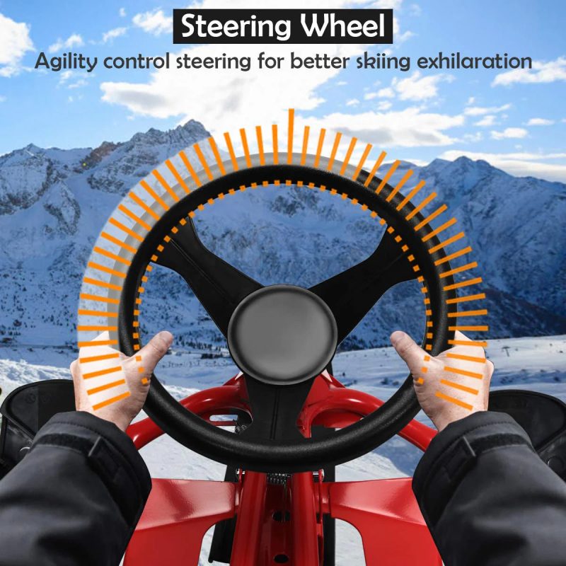 Snow Racer Sled, Ski Sled Slider Board with Steering Wheel, Twin Brakes - Image 4