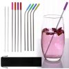 8 Pcs Stainless Steel Metal Drinking Reusable Straws + Cleaner Brush Kit - 图片 3